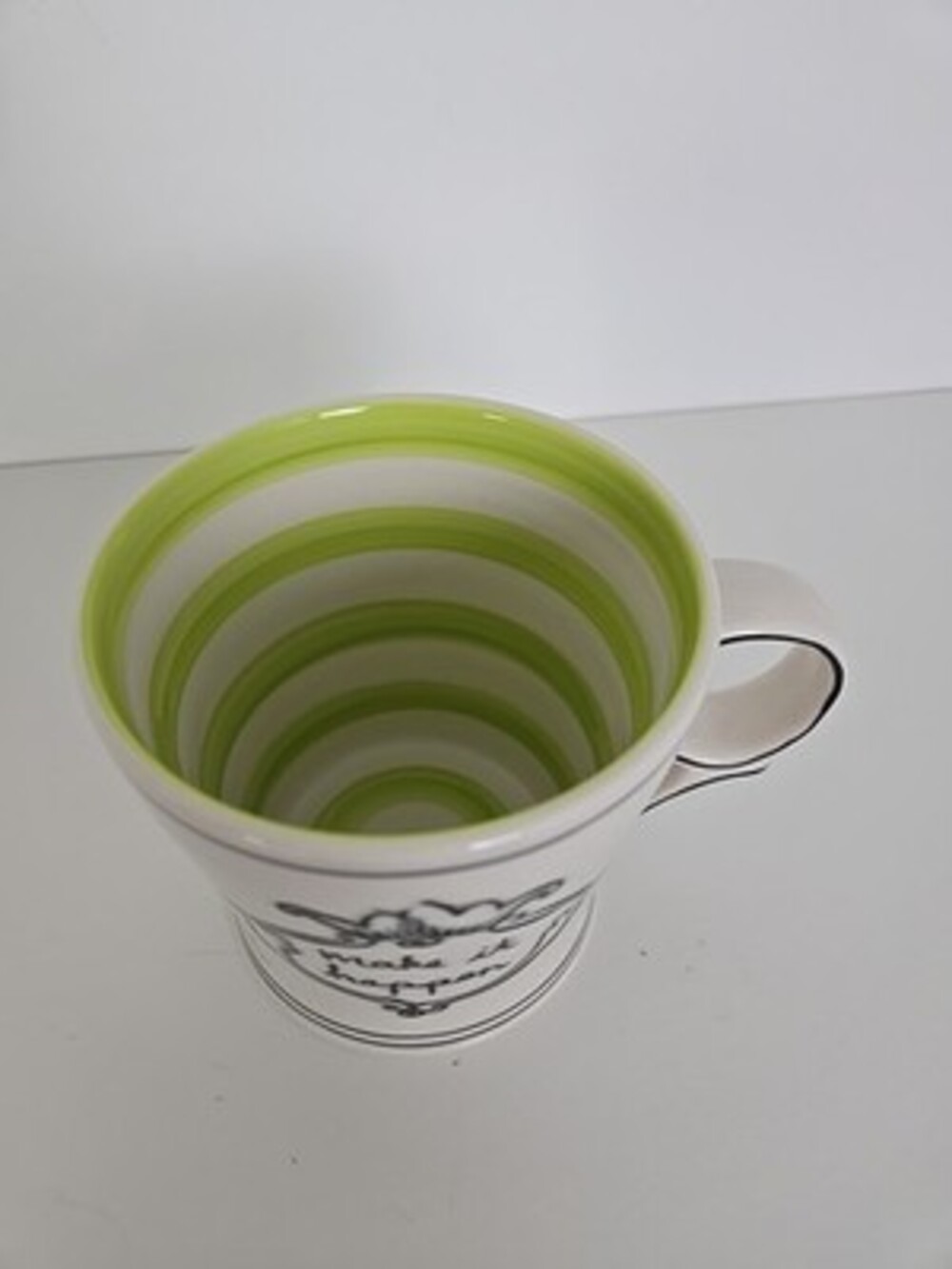 Anthropologie MOLLY HATCH "Make It Happen" Crown Green Stripe 12 Oz Coffee Mug - Picture 2 of 10